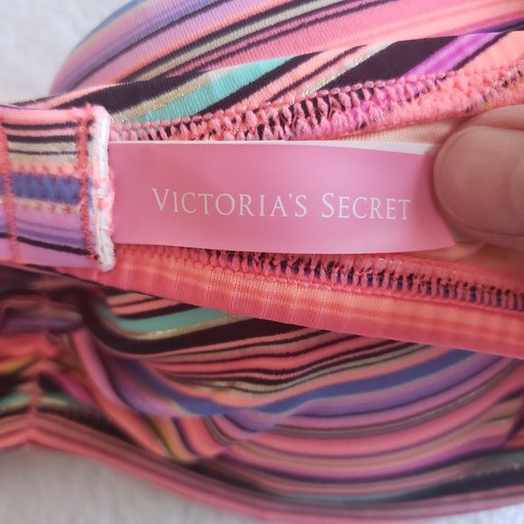 VICTORIA'S Secret Strapless Padded Stripe Bikini Swim Top SZ 32B - Picture 9 of 12